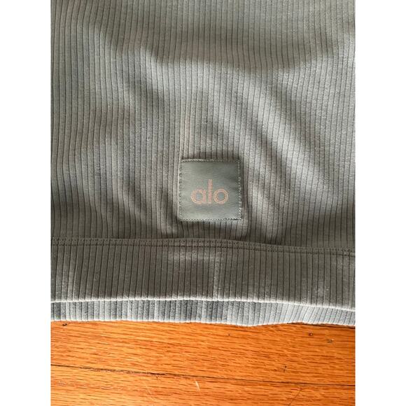 Alo Yoga Blissful Henley Bra Top in Teal - Picture 4 of 4